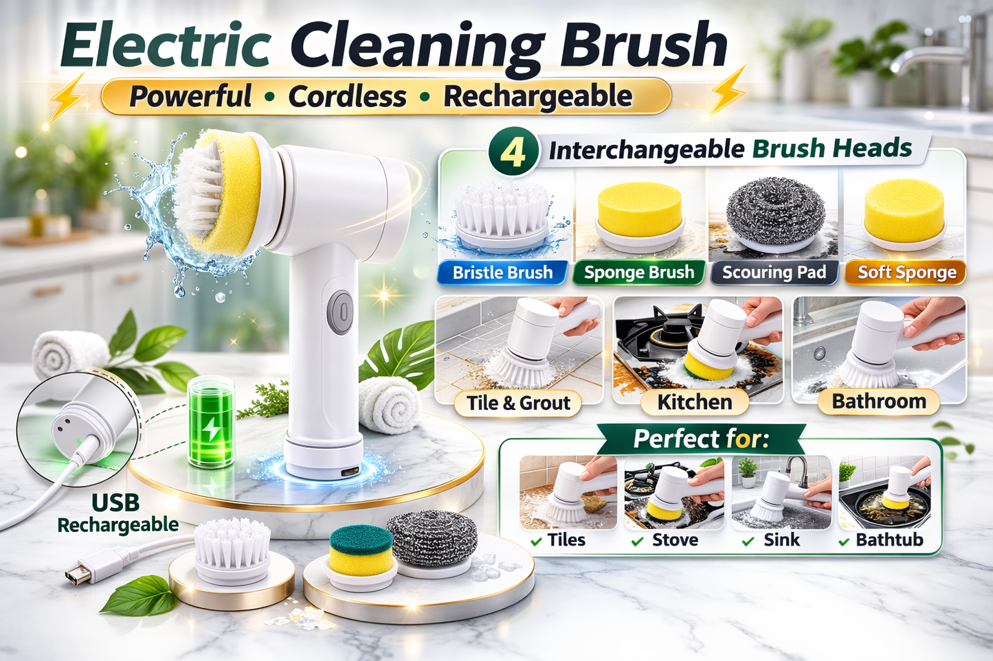 PowerScrub Pro™ Electric Cleaning Brush